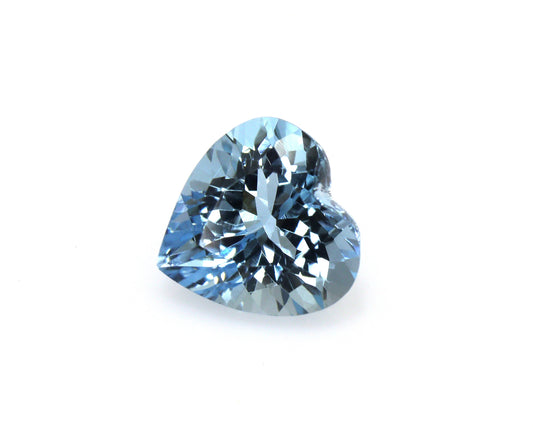 AAA+ Dark Blue Aquamarine Heart 1.78 Ct – Natural Heart Cut Aquamarine 8.3×8 mm | Loupe Clean Unheated Gemstone