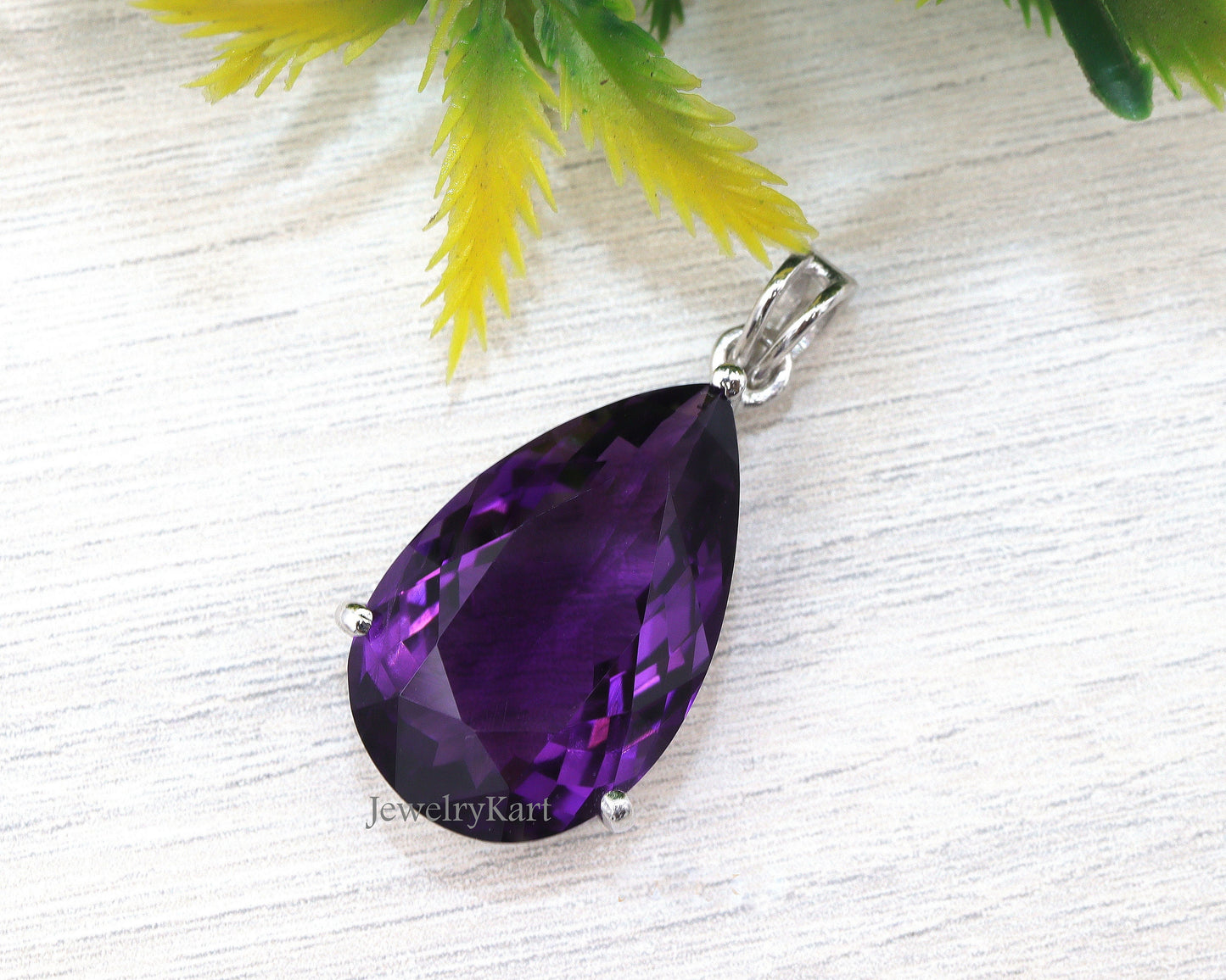 AAA Natural Amethyst Pendant | Pear Cut 15 Ct Purple Gemstone | 925 Silver | February Birthstone Necklace