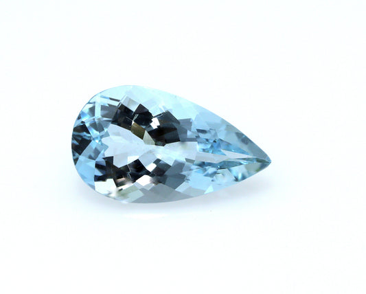 2.6 Ct Natural Aquamarine Pear – 13.5x7.9 mm AAA Medium Blue Gemstone, Eye Clean March Birthstone for Ring or Necklace