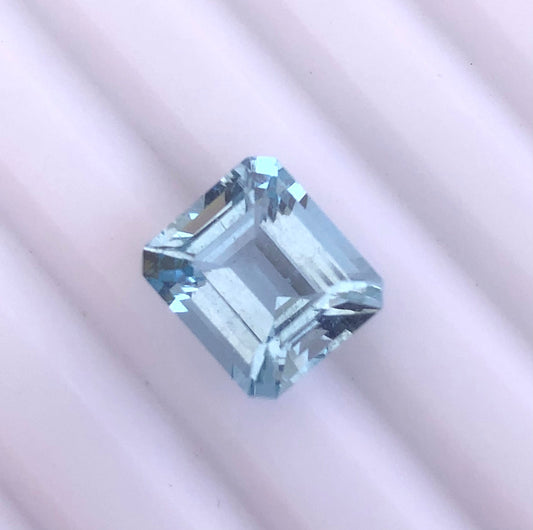 3.48 Ct Natural Blue Aquamarine | Emerald Cut Octagon Gemstone | Medium to Dark Blue | March Birthstone for Vintage Ring, Statement Necklace