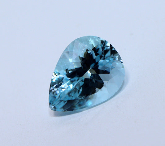 3.10 Cts Natural Aquamarine • 11.8×9 mm Pear Cut • AAA Quality • Medium Blue Aquamarine For Birthday. African Origin No Heat