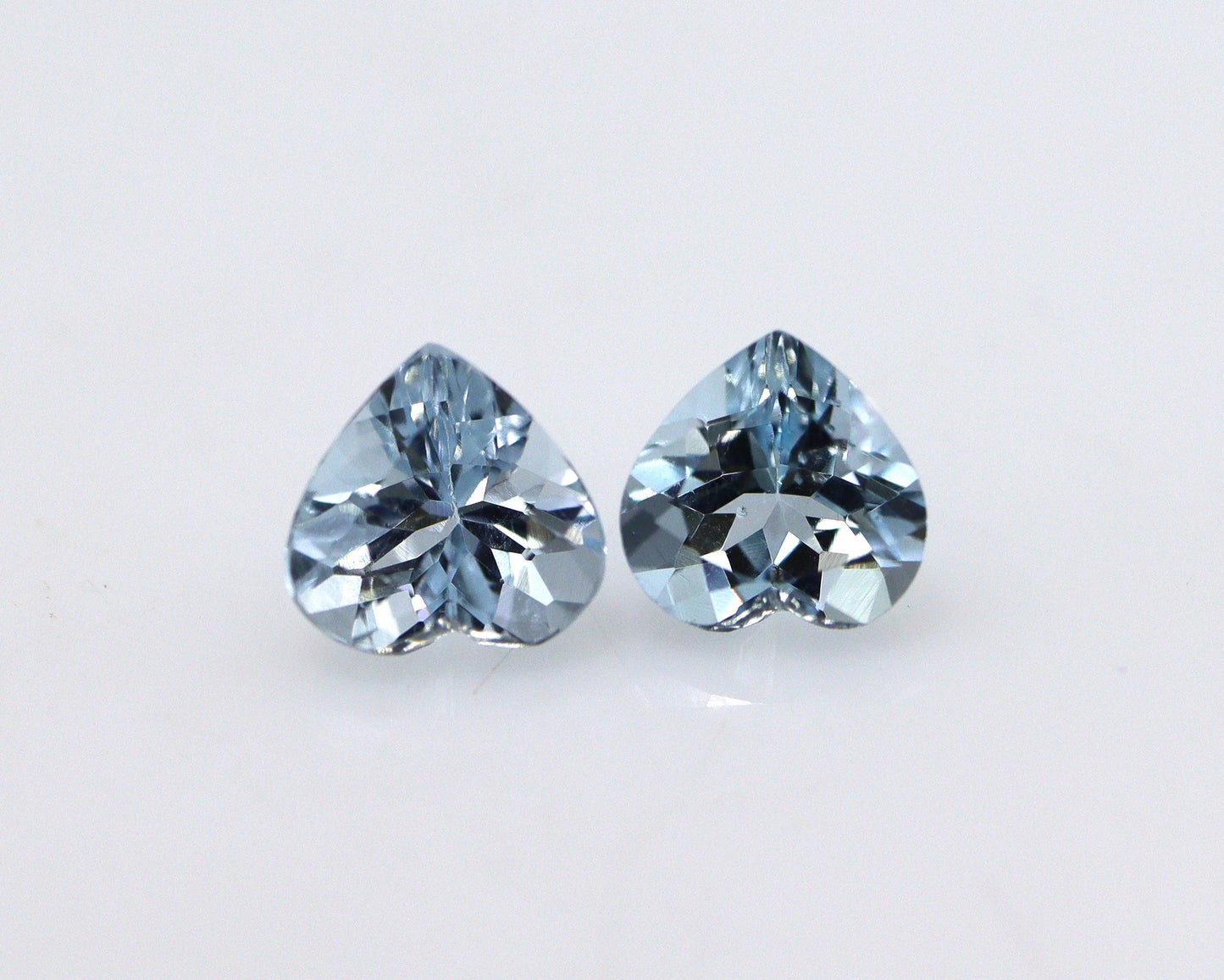 6 mm Natural Aquamarine Heart Shape Gemstone Pair, AAA+ Medium Blue Faceted Tiny Hearts, Matched Pair for Rings, Earrings or Jewelry Making