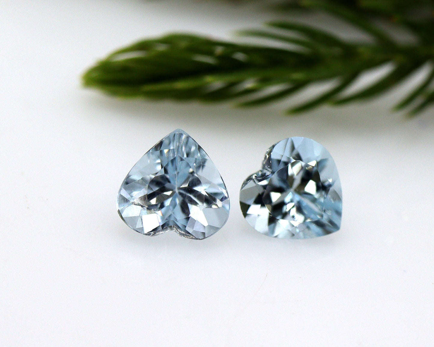 6 mm Natural Aquamarine Heart Shape Gemstone Pair, AAA+ Medium Blue Faceted Tiny Hearts, Matched Pair for Rings, Earrings or Jewelry Making