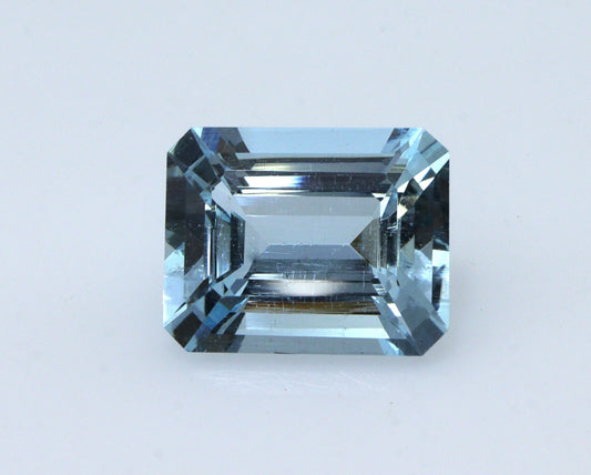 3.8 Ct AAA Aquamarine Emerald Cut 13.6x6.5 mm | Natural Medium Blue Gemstone for Custom Ring, Pendant