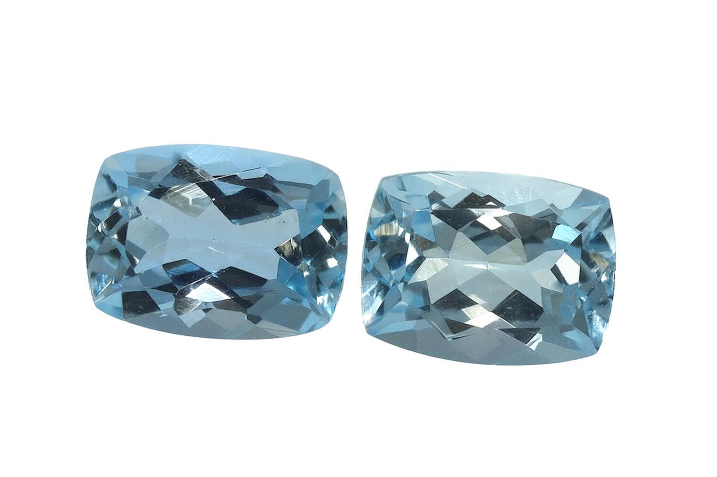 8x6 mm Natural Aquamarine Cushion Cut Pair | 2.8 Ct Light Blue Eye Clean Gemstones | Matching Cushion Aquamarine Earrings Stones