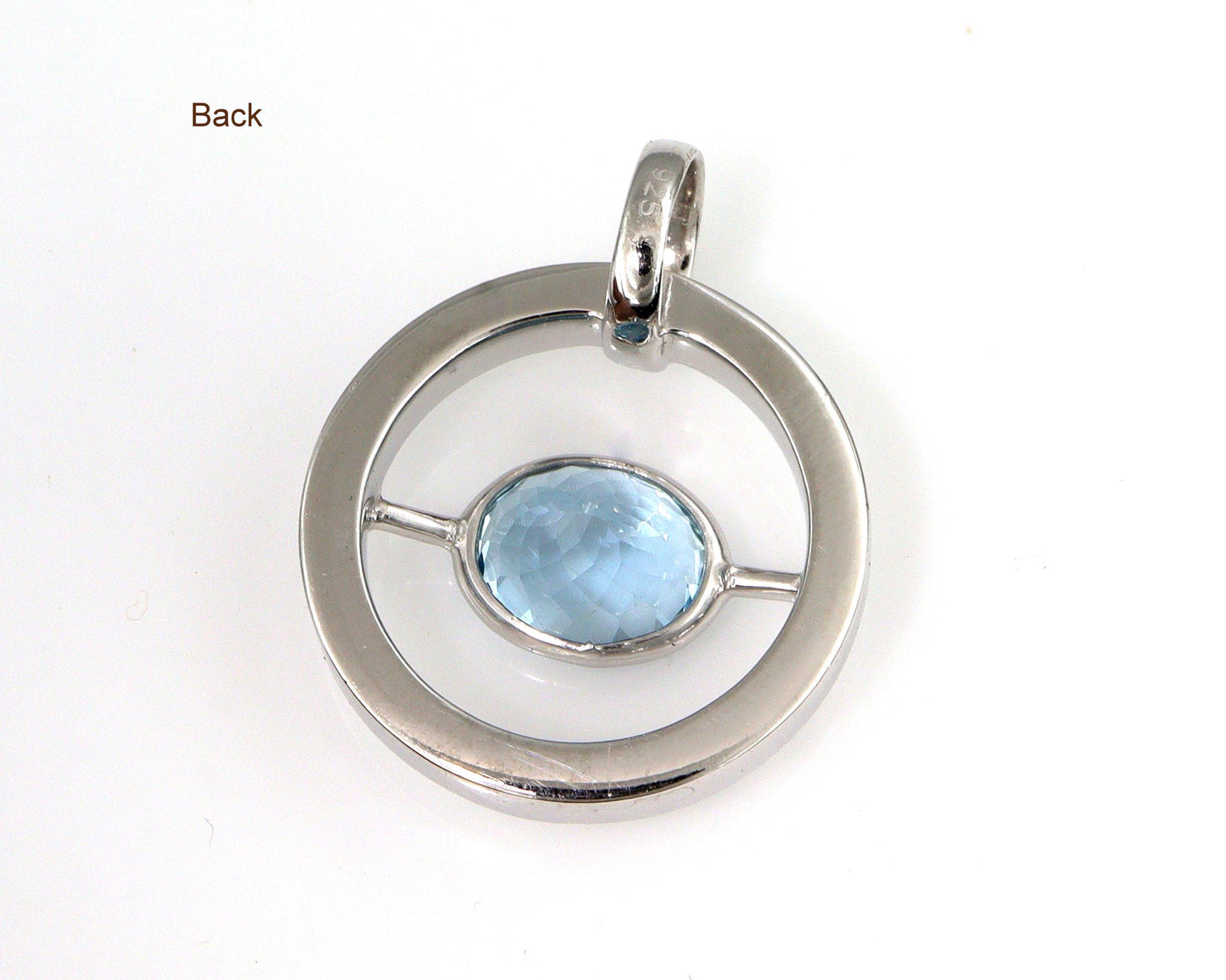 Aquamarine Silver Pendant Necklace – 3 Ct Oval Bezel Set Gem – Handmade Layered Jewelry – March Birthstone Gift – Unisex Silver Pendant