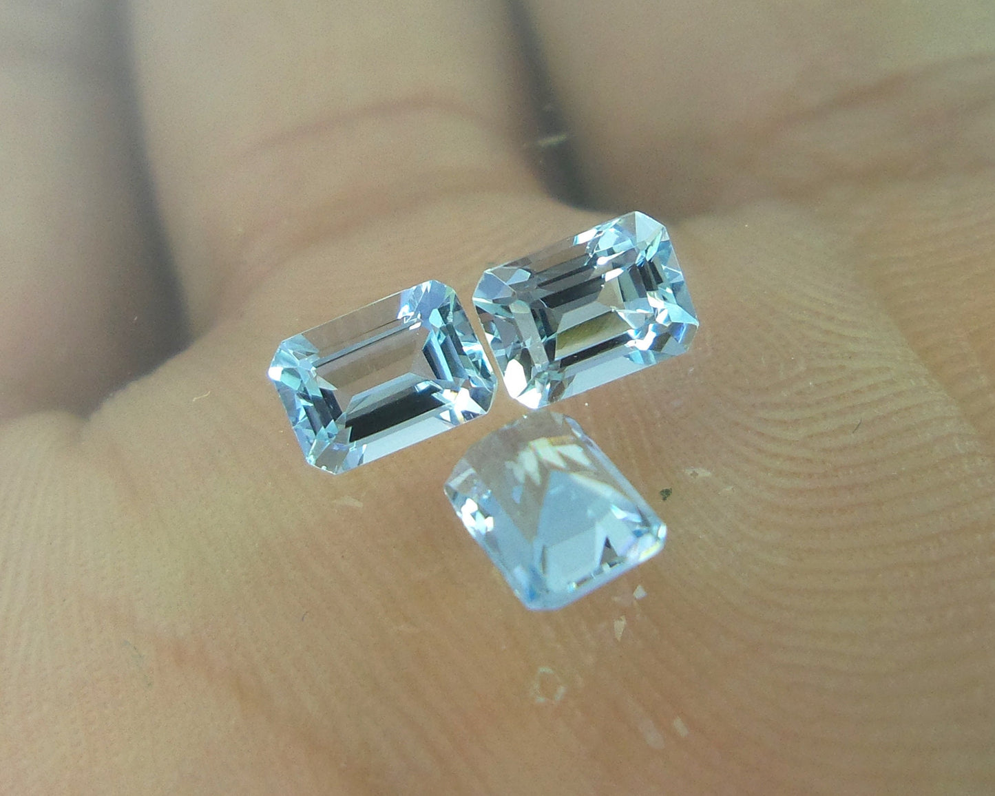 Aquamarine Emerald Cut Lot – 3 Pcs 5.3x3.8 mm AAA Natural Blue, Calibrated Medium Blue Aquamarine, Wholesale