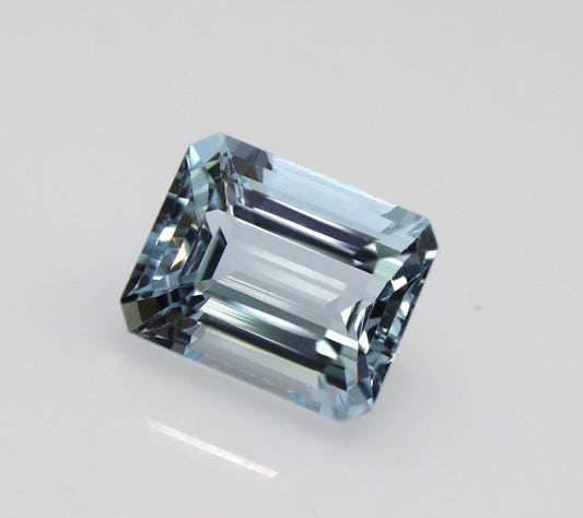 2.3 Ct AAA Aquamarine | Emerald Cut 8.5x6.9 mm | Light-Medium Blue | Eye Clean Gem | Custom Ring | IGITL Cert | Wholesale Aquamarine