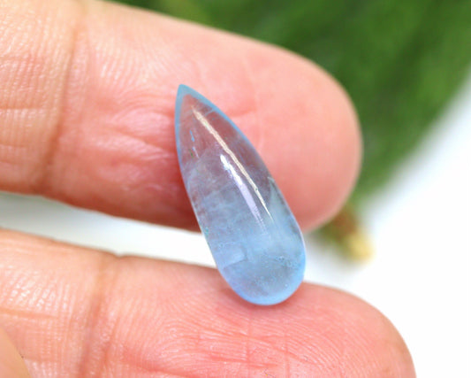 4.5 Ct AAA Natural Aquamarine Drop Briolette – Dark Blue Undrilled Focal Bead – 16.5 mm Long Smooth Pear – Unique Loose Aquamarine
