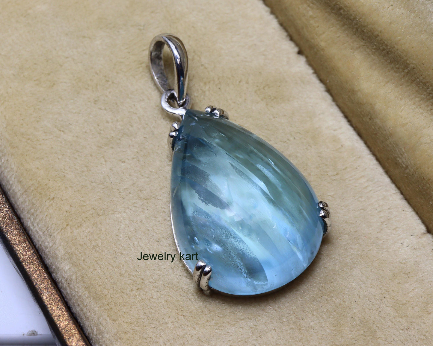 Large Aquamarine Pendant, Rare 40 Ct Collector’s Necklace, Huge Pear Cabochon Necklace, Vintage Statement Heirloom Jewelry, CERTIFIED