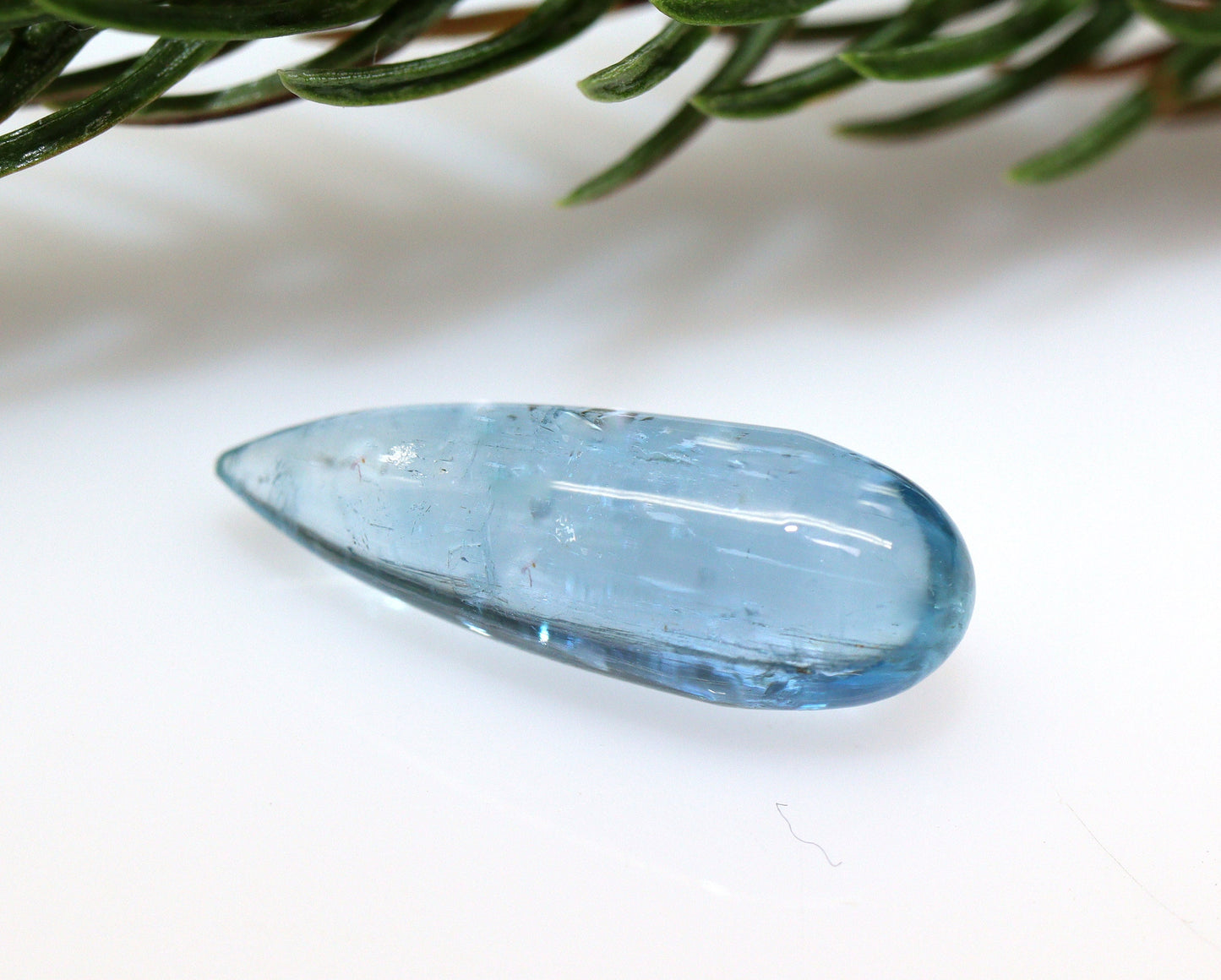 4.5 Ct AAA Natural Aquamarine Drop Briolette – Dark Blue Undrilled Focal Bead – 16.5 mm Long Smooth Pear – Unique Loose Aquamarine