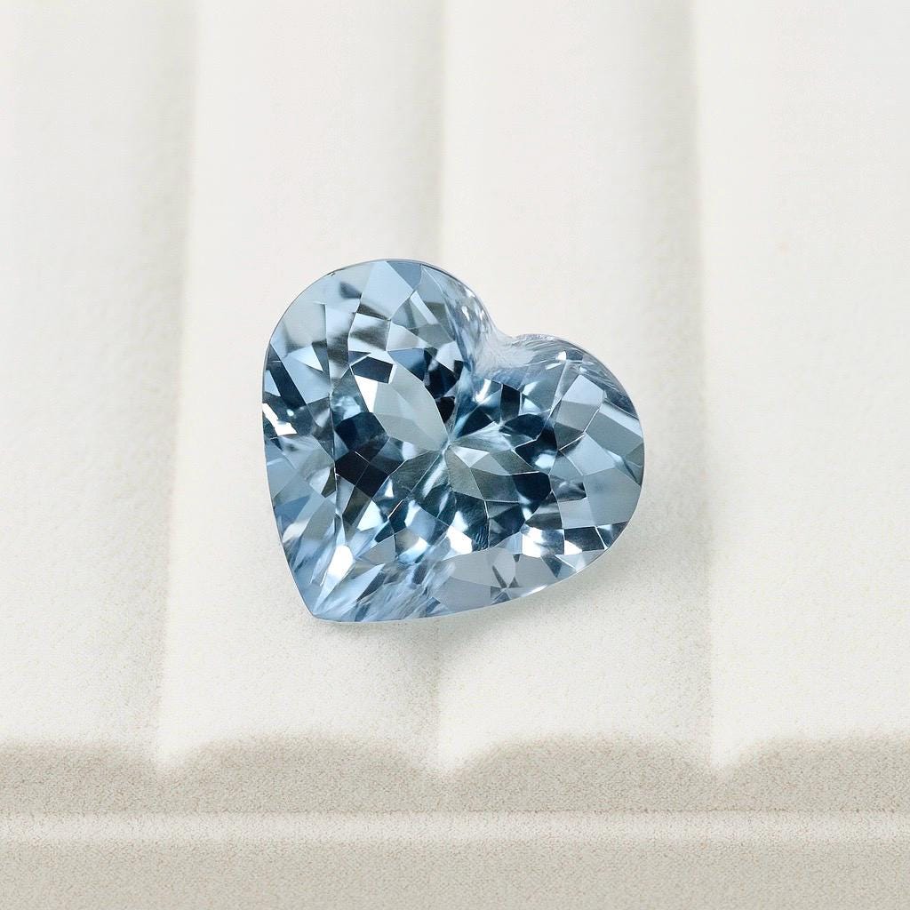 2.26 Ct AAA Natural Aquamarine Heart Cut Gemstone | Medium Blue | Eye Clean | Unheated & Untreated | March Birthstone Ring Necklace