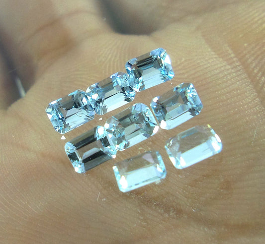 AAA Natural Aquamarine Emerald Cut, Calibrated Aquamarine, HIGH QUALITY Wholesale Stones, 4x3 mm,  Tiny Aquamarine Loose Gemstones