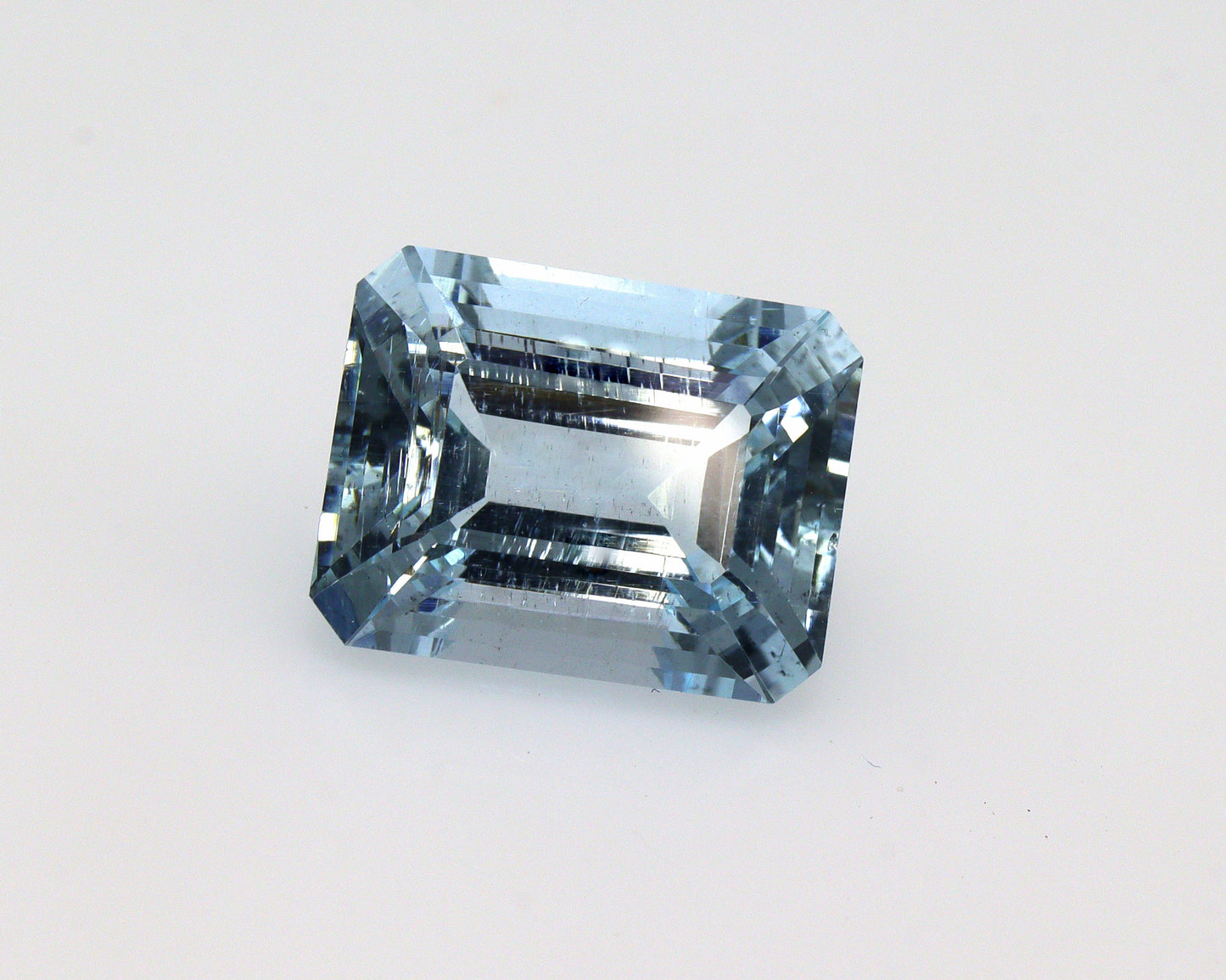 5.85 Ct Natural Aquamarine Emerald Cut | Big 12x9.5 mm Faceted Aquamarine | Light to Medium Blue Aquamarine for Engagement Ring or Necklace