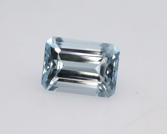 2.25 Ct Natural Aquamarine Emerald Cut | AAA Eye-Clean Blue Aquamarine Gemstone | Loose March Birthstone for Engagement Ring