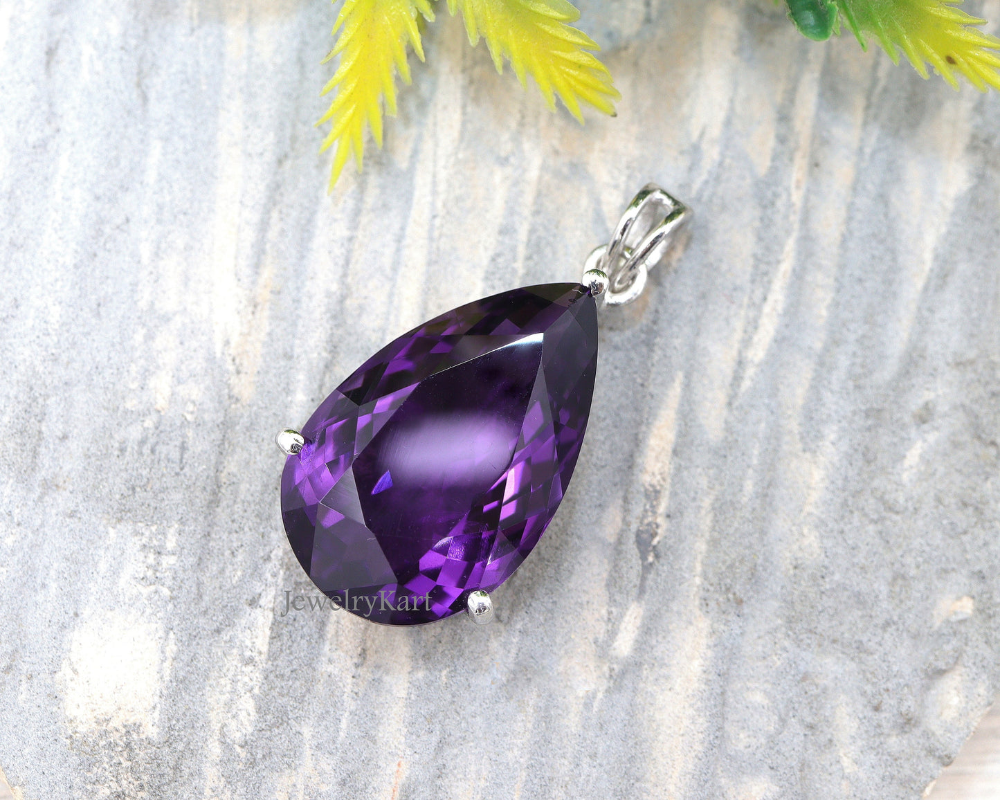 AAA Natural Amethyst Pendant | Pear Cut 15 Ct Purple Gemstone | 925 Silver | February Birthstone Necklace