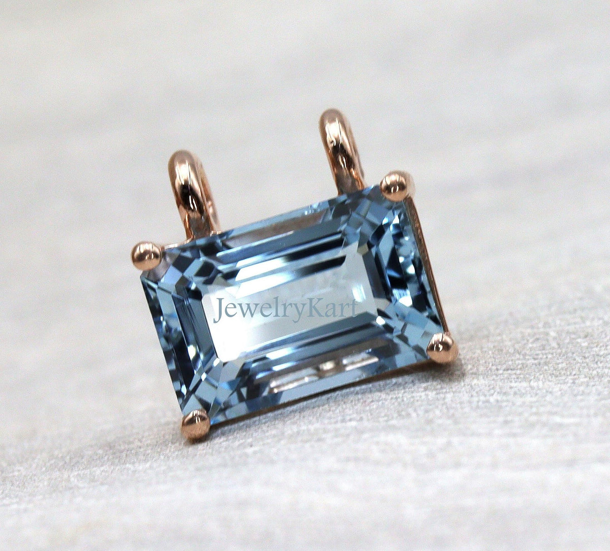 Aquamarine Emerald Cut Pendant in 14k Gold | Natural Blue Aquamarine Necklace | March Jewelry, Minimalist Gemstone Gift for Her