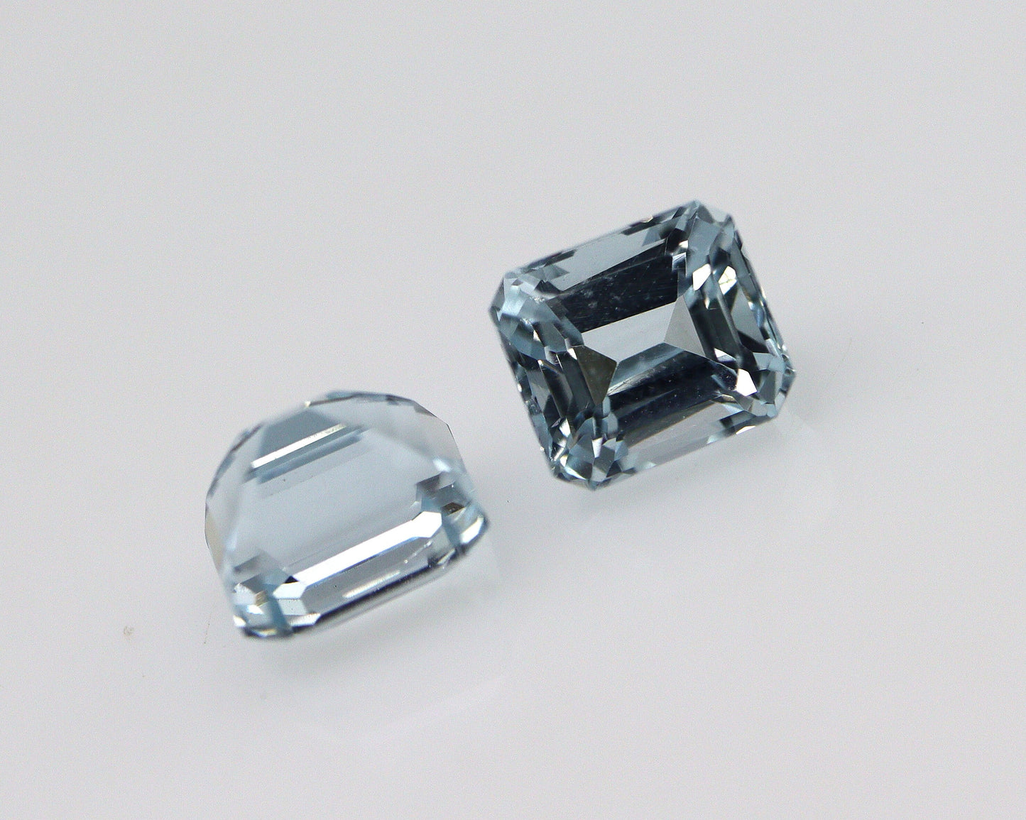 2.6 Ct Aquamarine Emerald Cut Pair, 6.3x5.5 mm Light Blue Matched Set, Natural Aquamarine for Earrings or Necklace, Emerald Cut Necklace Set