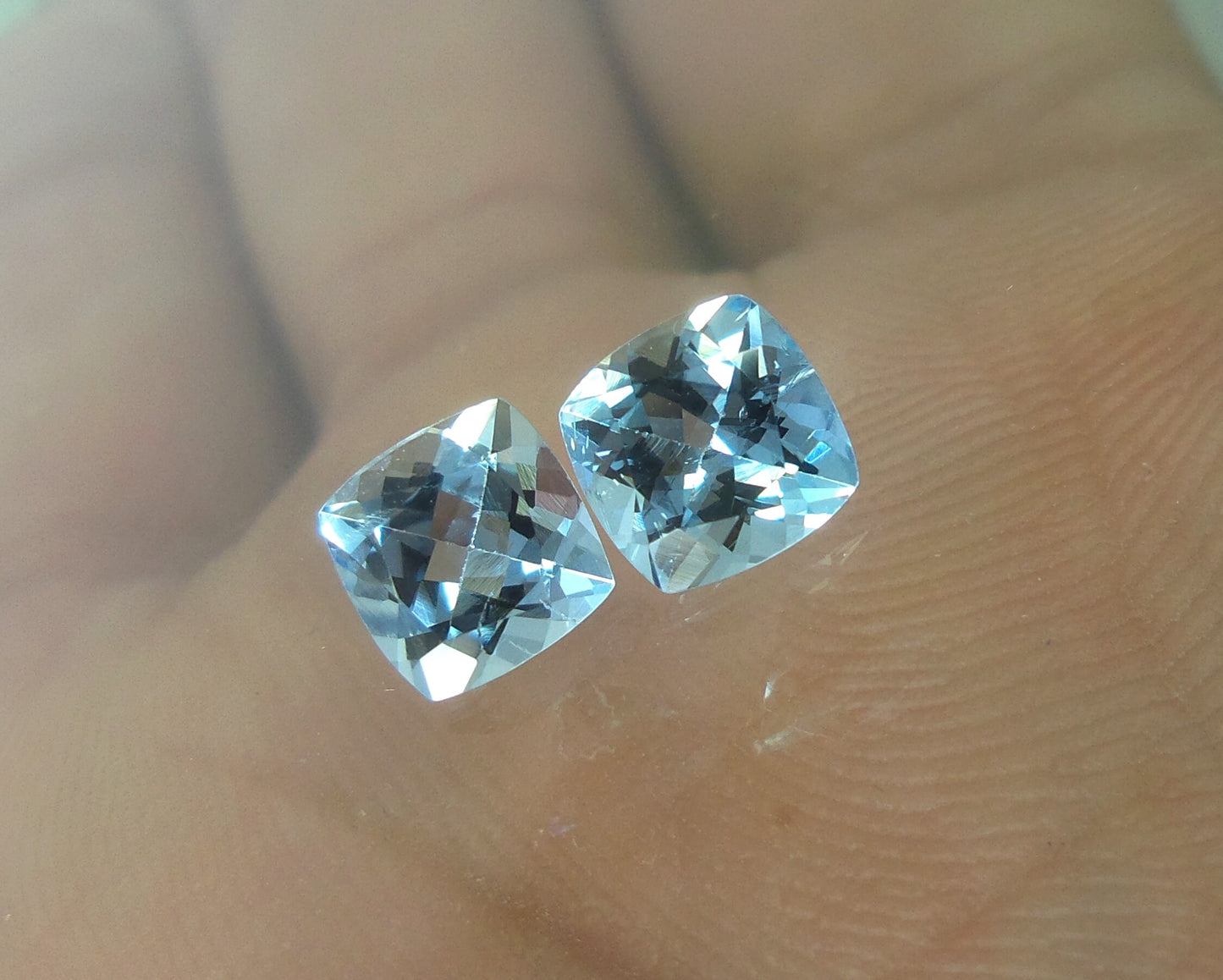 6 mm Aquamarine Cushion Cut • AAA+ Natural Aquamarine • Calibrated Gemstone • Square Aquamarine for Ring • Cushion Cut Aquamarine Stud Stone