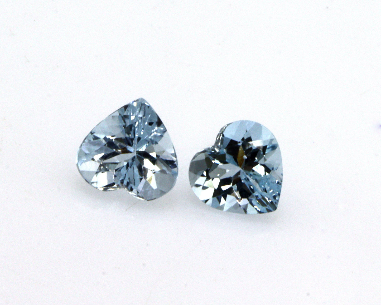 6 mm Natural Aquamarine Heart Shape Gemstone Pair, AAA+ Medium Blue Faceted Tiny Hearts, Matched Pair for Rings, Earrings or Jewelry Making