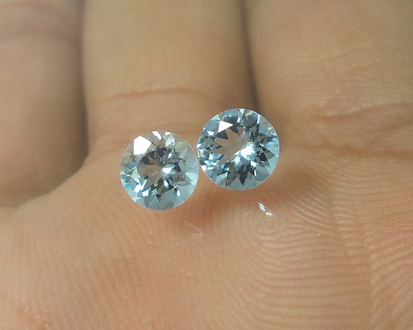 5.5 mm Natural Aquamarine Round Cut Pair, 2 Pcs Set, AAA Medium Blue Gems for Stud Earrings, Eye Clean Loose Aquamarine, Round Aquamarine