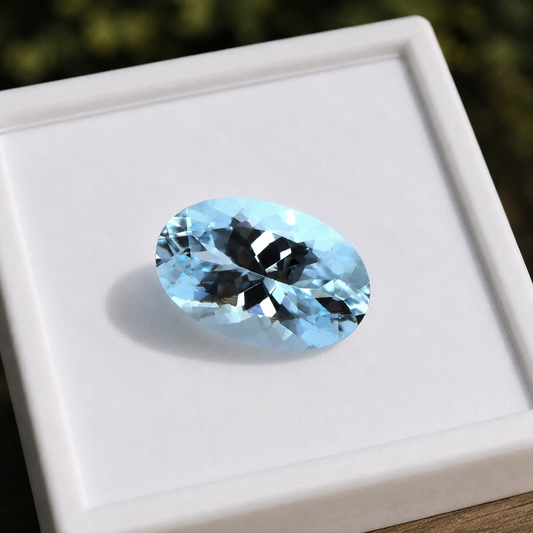 5.8 Ct Natural Aquamarine Oval Cut, 15.2x9.9 mm Top Blue Loupe Clean Gem, Big Aquamarine for Ring or Pendant, From Factory