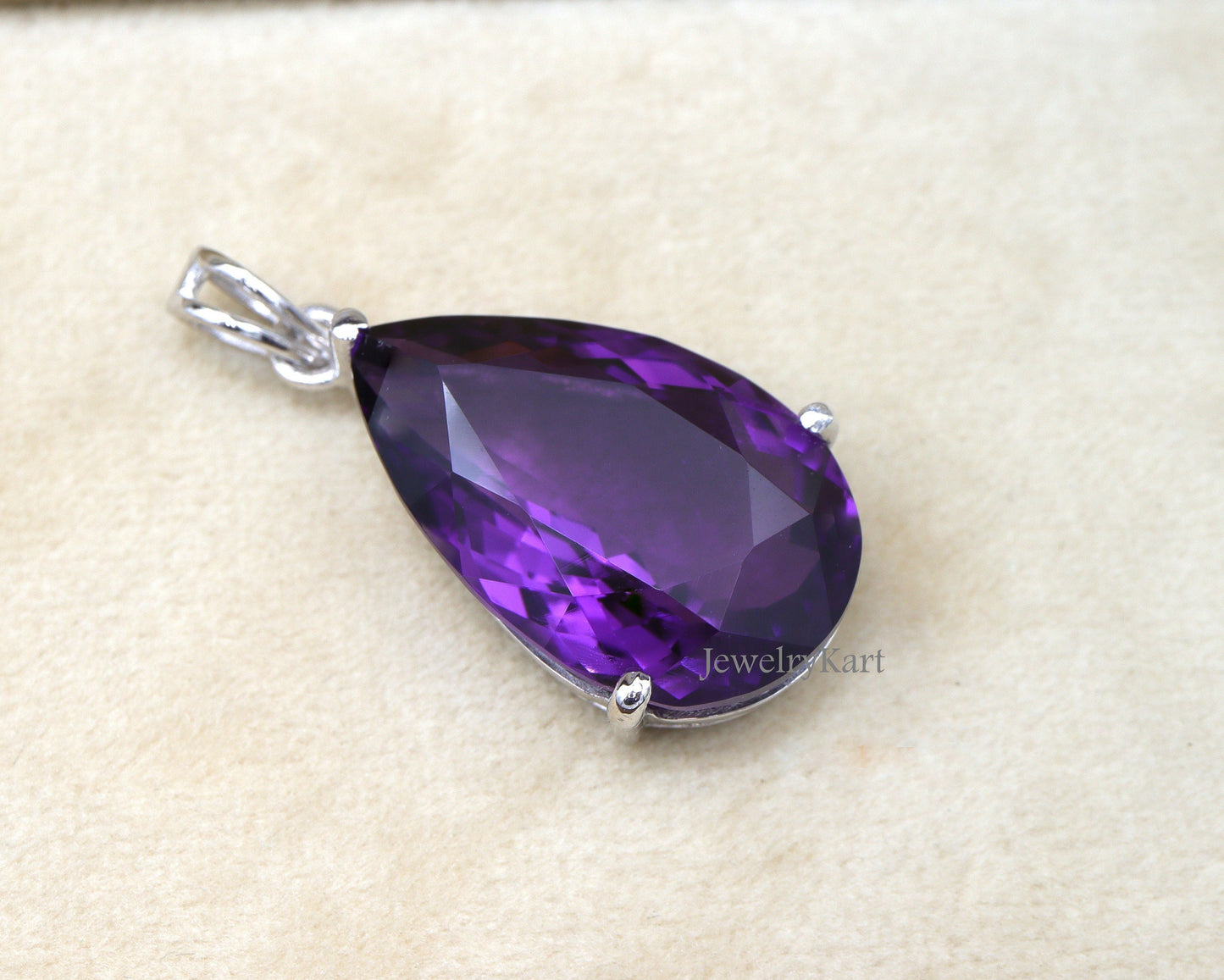 AAA Natural Amethyst Pendant | Pear Cut 15 Ct Purple Gemstone | 925 Silver | February Birthstone Necklace