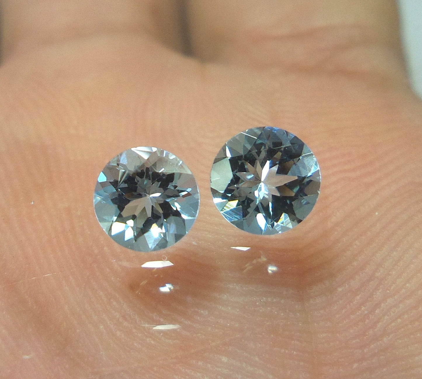 5.5 mm Natural Aquamarine Round Cut Pair, 2 Pcs Set, AAA Medium Blue Gems for Stud Earrings, Eye Clean Loose Aquamarine, Round Aquamarine