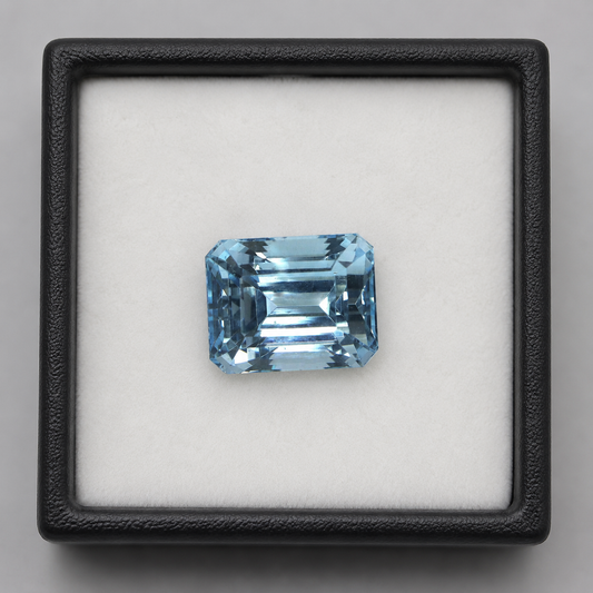 4.4 Ct Natural Aquamarine Emerald Cut 10x8 mm | Top Blue Loose Gemstone for Ring, Statement Jewelry