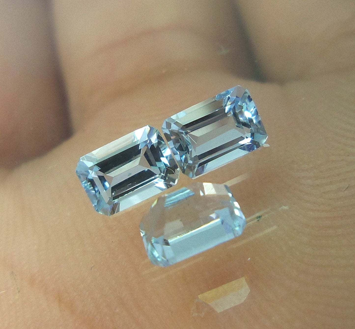 Aquamarine Emerald Cut Lot – 3 Pcs 5.3x3.8 mm AAA Natural Blue, Calibrated Medium Blue Aquamarine, Wholesale