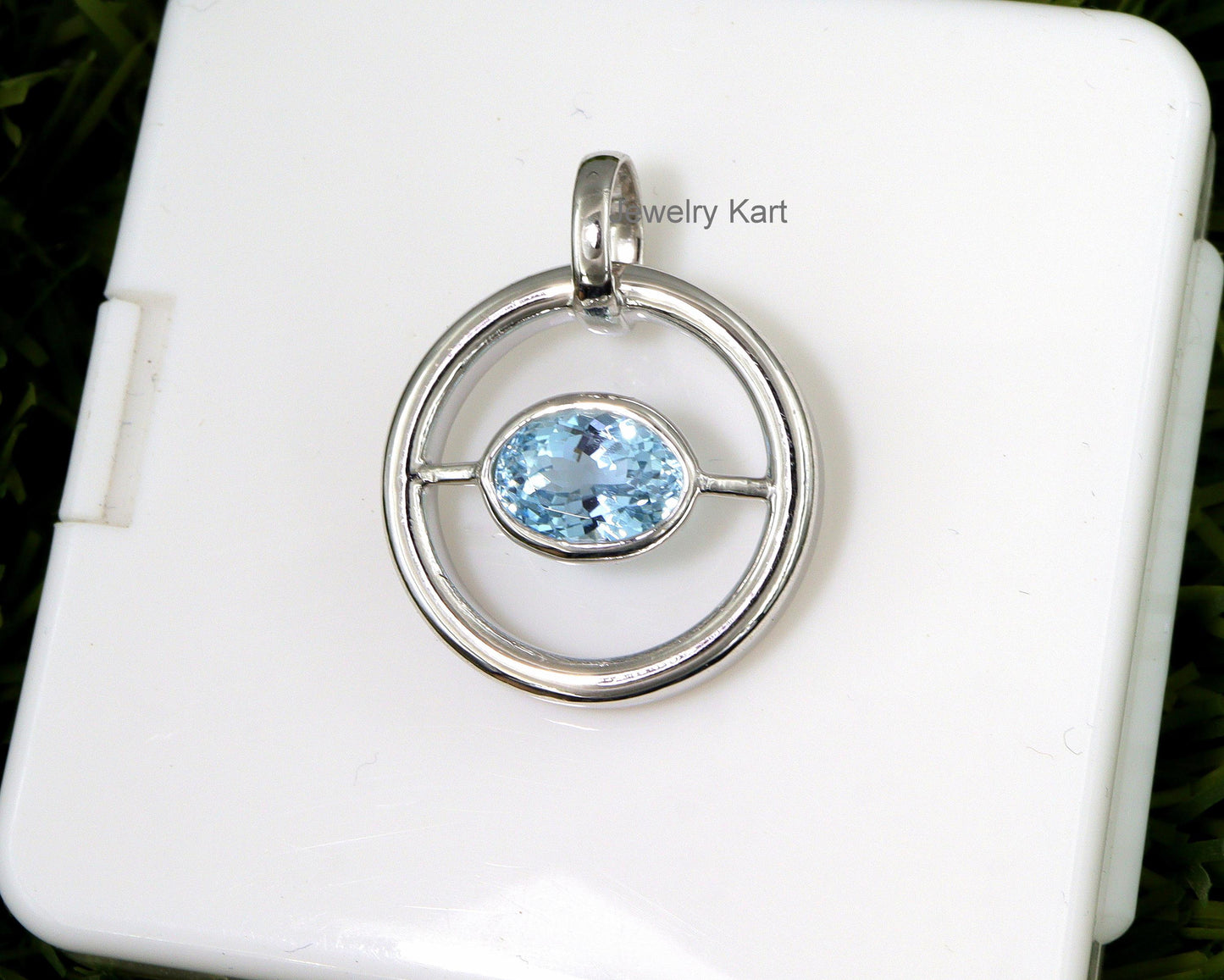 Aquamarine Silver Pendant Necklace – 3 Ct Oval Bezel Set Gem – Handmade Layered Jewelry – March Birthstone Gift – Unisex Silver Pendant