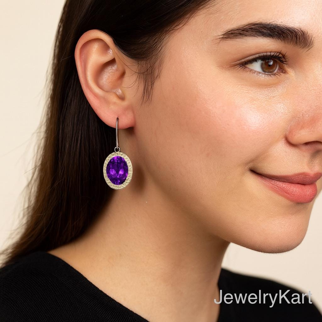 Amethyst & Opal Oval Earrings, Ethiopian Opal Halo Drop Earrings, February Birthstone Jewelry, Statement Earrings