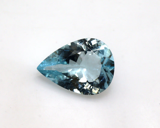 4.2 Ct Natural Aquamarine Pear Cut – 14×10.4 mm | Excellent Cut Grade | Medium Blue Loose Stone for Necklace & Engagement Ring