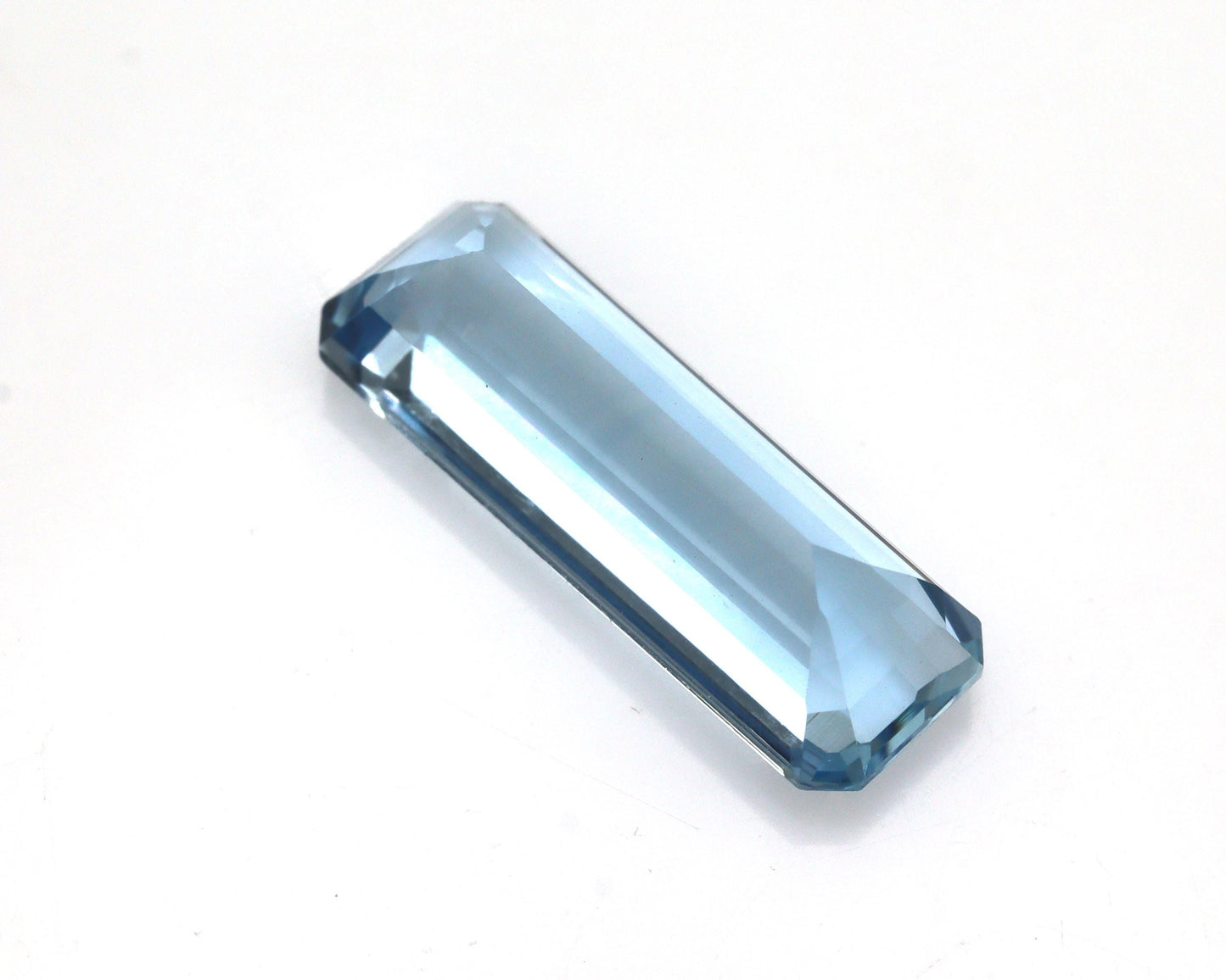 2.49 Ct Aquamarine Long Baguette, 14.4x4.9mm Dark Blue AAA+ Gem, Vertical Pendant or Necklace Stone, Eye Clean, Unheated Saturated AAA+