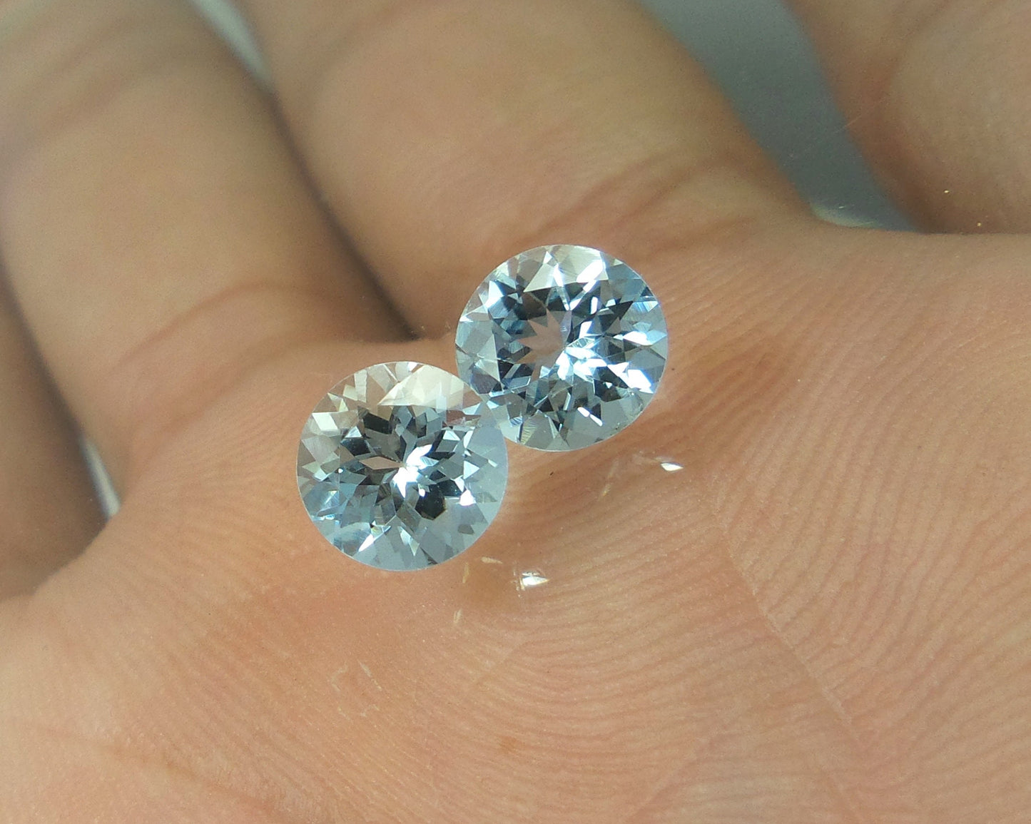 7 mm Aquamarine Pair | AAA+ Round Cut | 2.2 Ct Medium Blue Gems | Eye Clean | Calibrated for Studs | Jewelry Making Round earrings