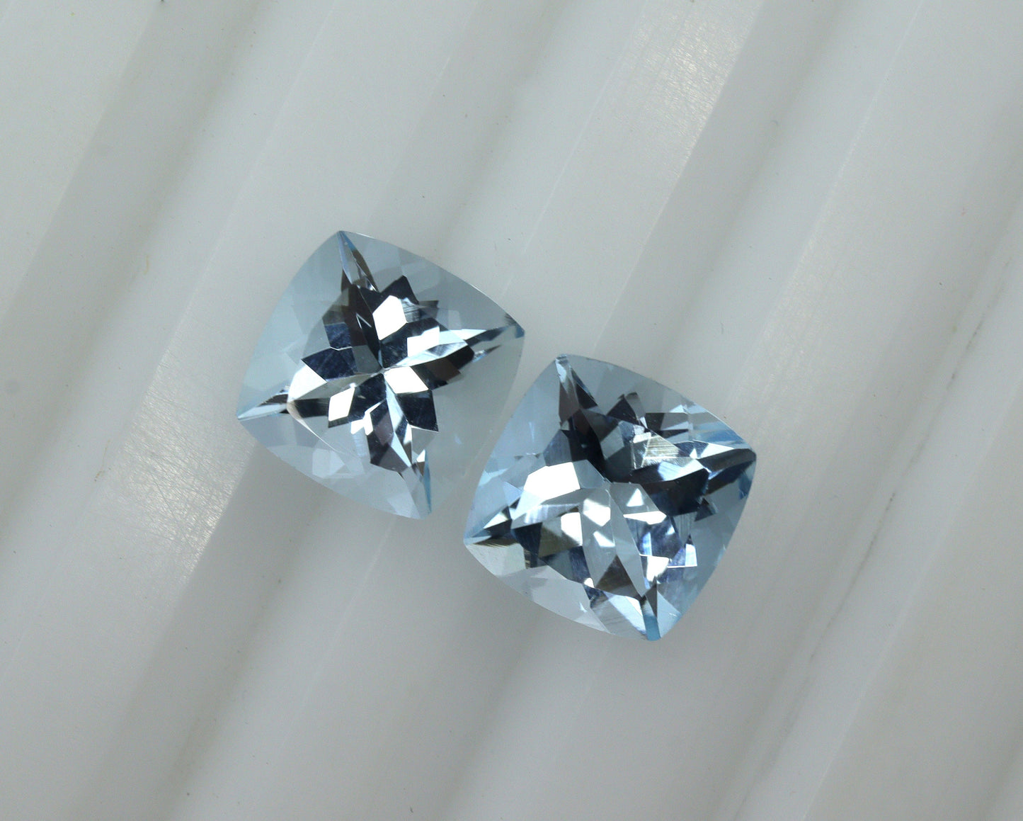 7 mm Aquamarine Cushion Pair, AAA Natural Calibrated Aquamarine, TOP Medium Blue Aquamarine, Square Ring, Square Stud Earrings