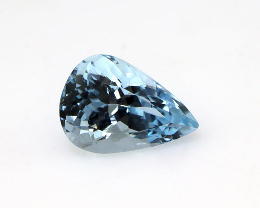 AAA Natural Aquamarine 3.2 Ct Pear Cut Gemstone | Loupe Clean Blue Aquamarine | March Birthstone | Unheated Untreated Aquamarine for Ring