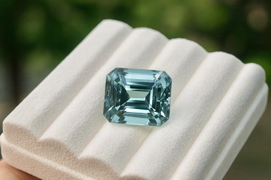 10.4 Ct Greenish Blue Aquamarine | Emerald Cut Gem 13x11.3mm | Flawless Brazilian Aquamarine | AAA Loose Gem for Ring, Big Emerald Cut Ring