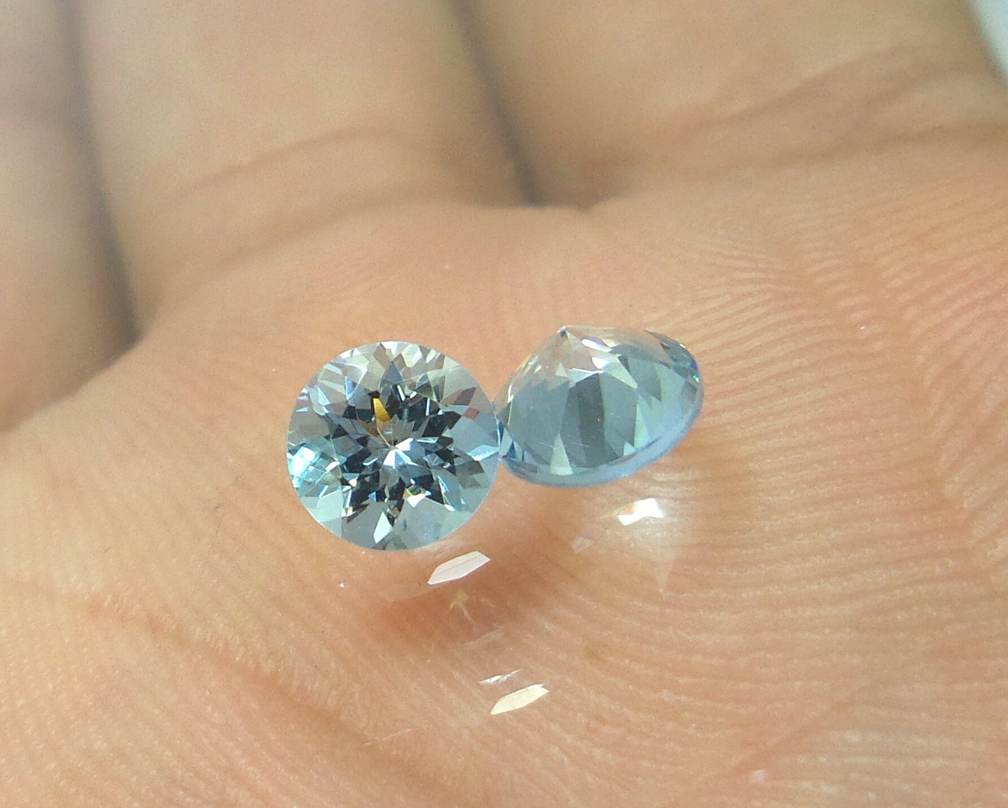 5.5 mm Natural Aquamarine Round Cut Pair, 2 Pcs Set, AAA Medium Blue Gems for Stud Earrings, Eye Clean Loose Aquamarine, Round Aquamarine