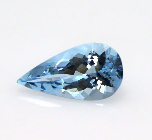 1.48 Ct Dark Blue Aquamarine Pear | AAA+ Gem 12x6.5mm | Natural Gem for Pendant, Pear Ring or Halo Necklace | Fine Cut | Drop Pendant Gem