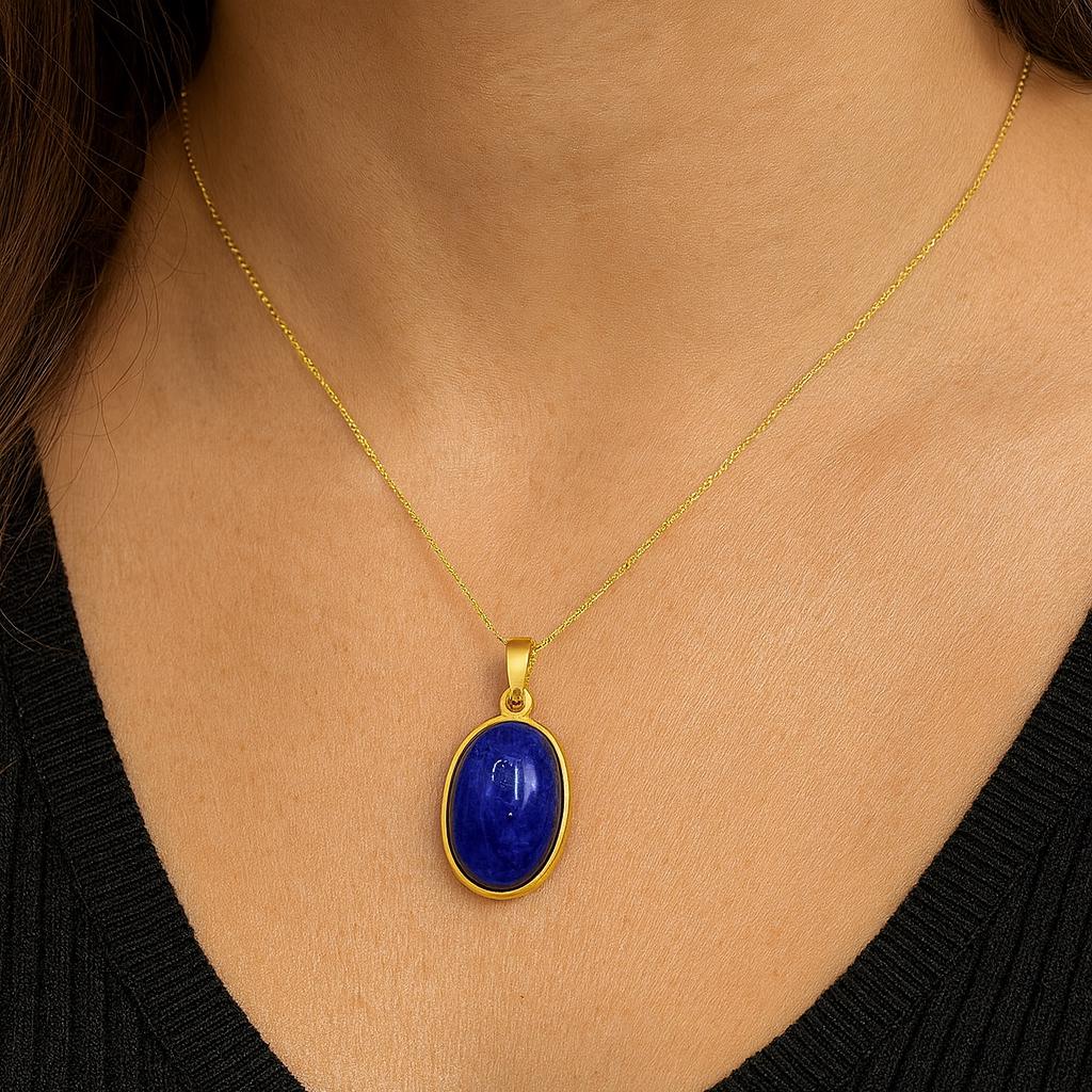Large Tanzanite Pendant 24.9 Ct | Oval Tanzanite Cabochon Sterling Silver | Tanzanite Necklace, December Birthstone Gift