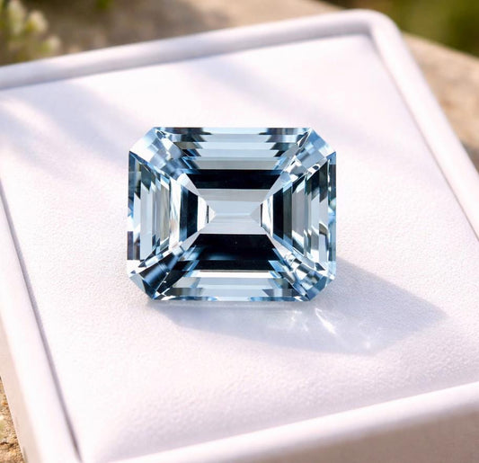8.4 Ct Aquamarine Emerald Cut, 12.8x11.2mm Eye Clean Octagon Gem, Natural Blue Aquamarine for Ring, AAA Quality, Squarish Emerald Cut