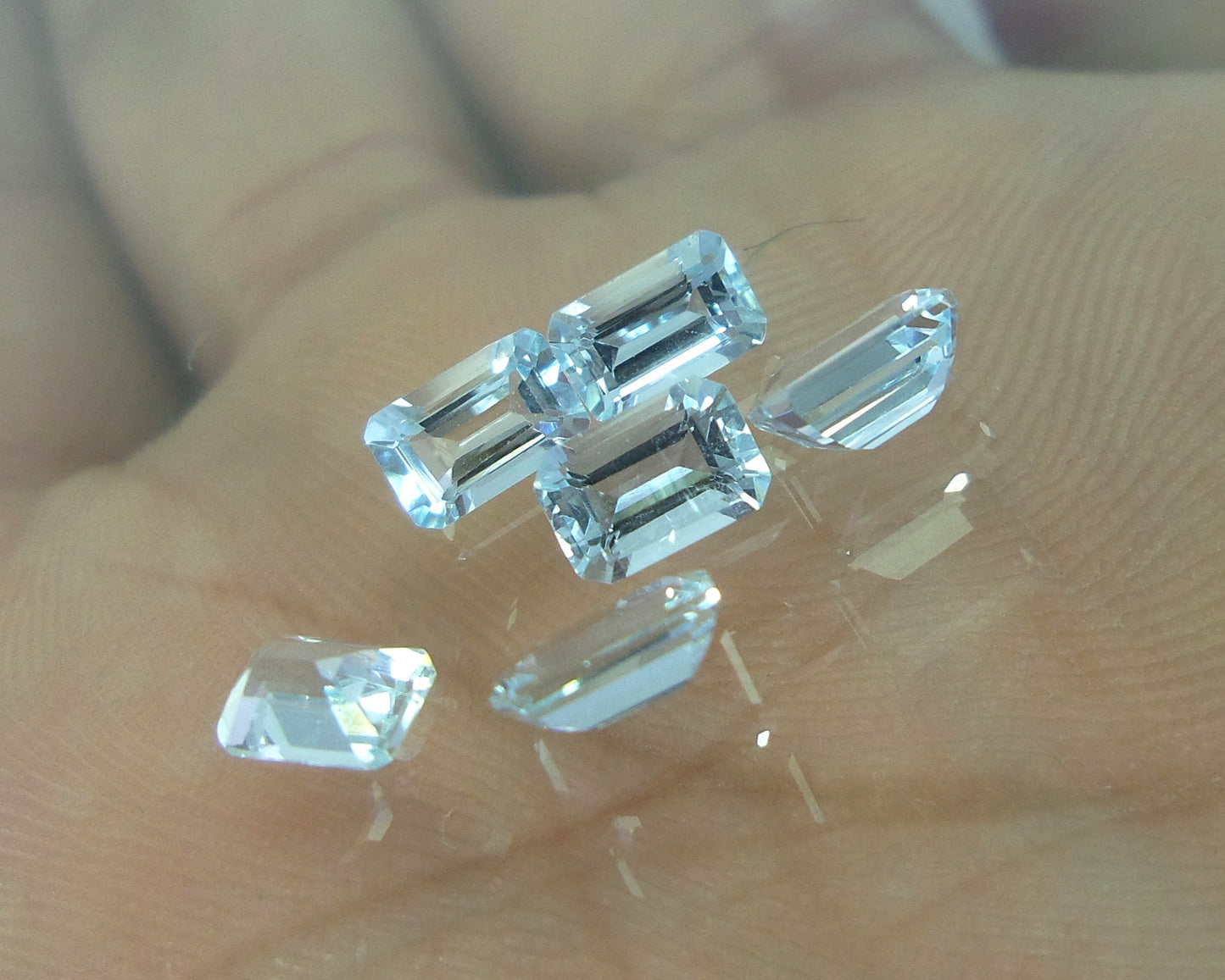 5.7x3.7 mm Emerald Cut Aquamarine | Calibrated Sky Blue Aquamarine Lot | Small Octagon Stones | March Birthstone for Earrings & Jewelry