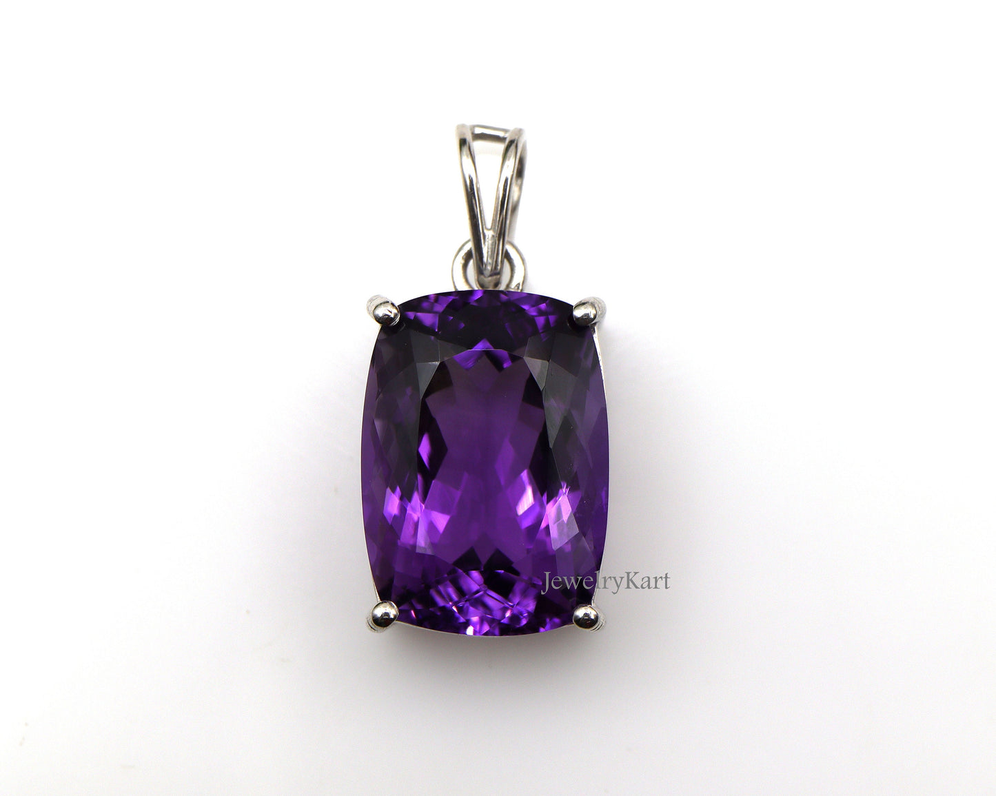 Huge Natural Amethyst Cushion Pendant in 925 Silver, Statement Necklace
