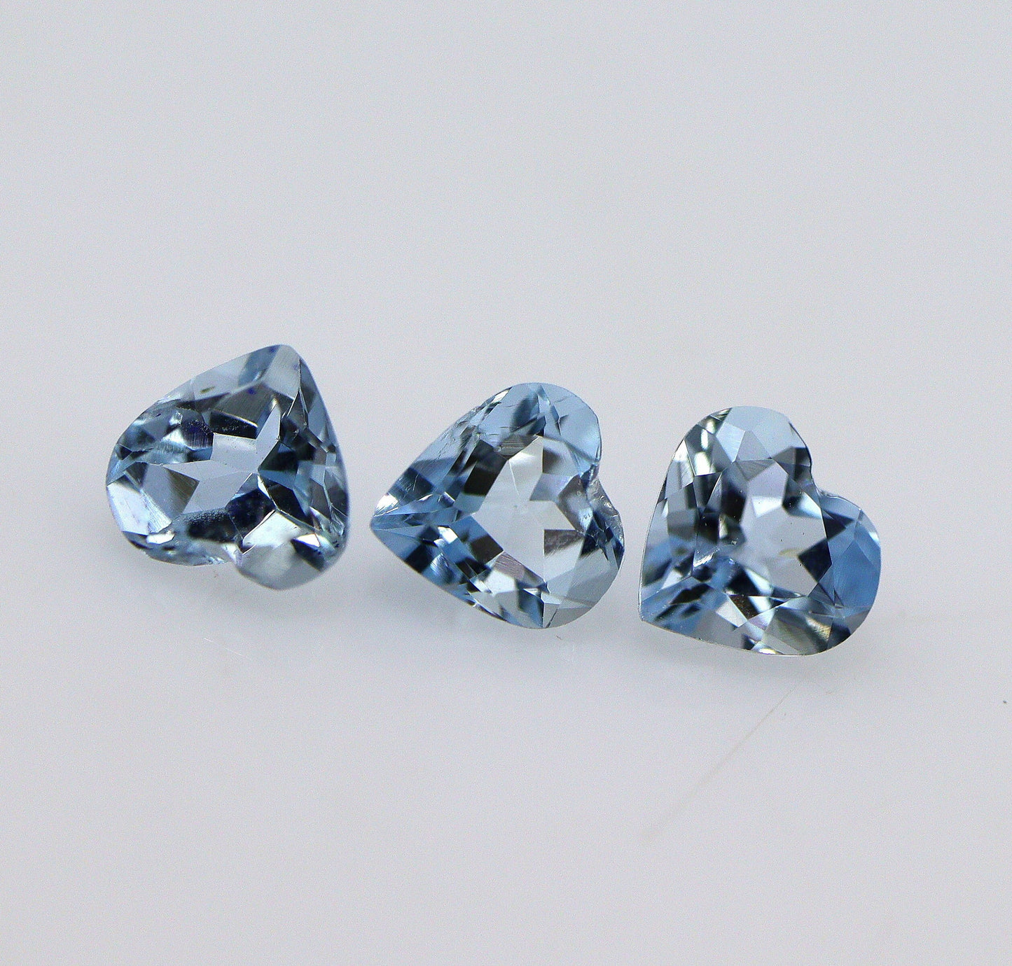 5 mm Natural Aquamarine Heart Cut • AAA Heart Gemstone Set (3 pcs) • Light–Medium Blue Aquamarine • Tiny Heart Stones for Necklace & Earring