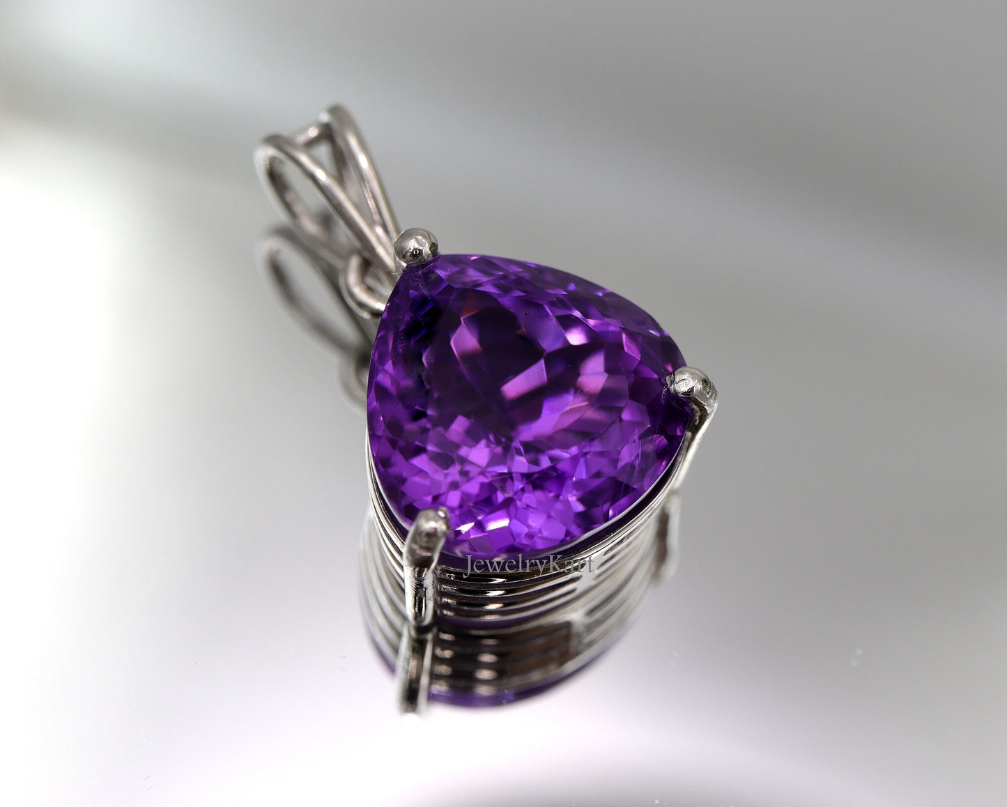 Amethyst Heart Pendant – 12 Ct Purple Gemstone, Amethyst Necklace in Silver, Big Statement Pendant, February Birthstone