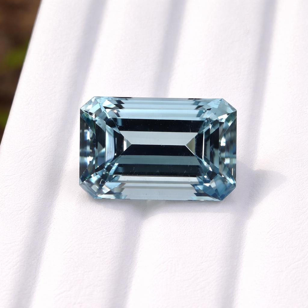 11 Ct Natural Aquamarine Emerald Cut, 15.5×10.7 mm Unheated, Real Large Emerald Cut Aquamarine for Engagement Ring | Medium Blue Eye Clean