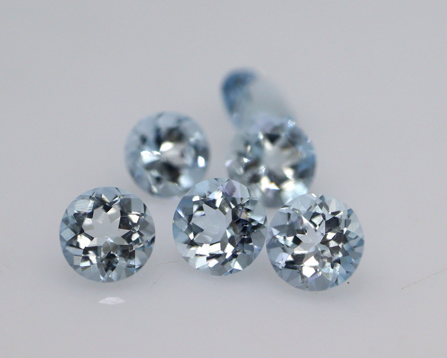 5 mm Natural Aquamarine Round Cut Stones • AAA+ Aquamarine Pair • Calibrated 5mm Stones for Stud Earrings • Round Wholesale Loose Gems