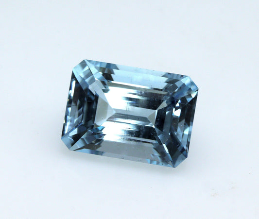 3.8 Ct Emerald Cut Aquamarine Gemstone for Engagement Ring | 11x8 mm Natural Blue Aquamarine Rectangle Stone, Genuine Real Aquamarine
