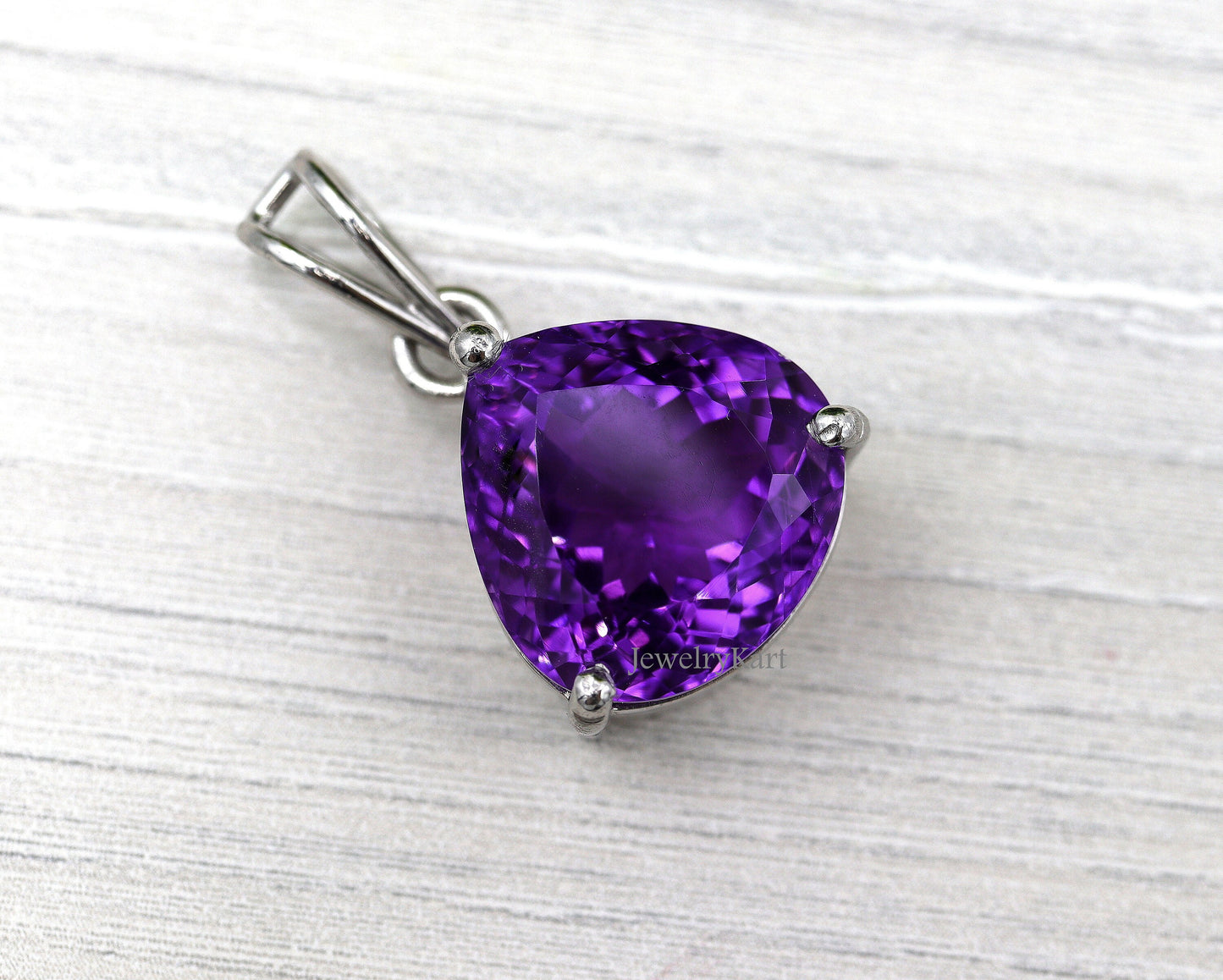 Amethyst Heart Pendant – 12 Ct Purple Gemstone, Amethyst Necklace in Silver, Big Statement Pendant, February Birthstone